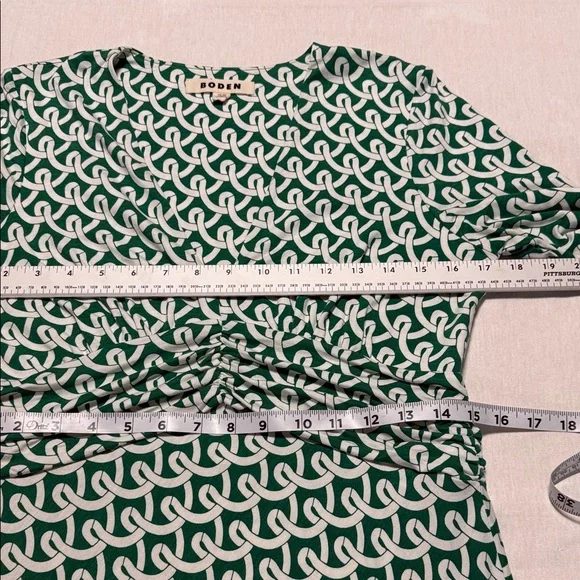 Boden Green and White Long Sleeve Wrap-Style Midi Maxi Dress 8R - Picture 5 of 8